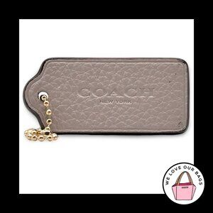 2.25" COACH NEW YORK Taupe Putty Pebbled Leather Fob Bag Charm Keychain Hang Tag